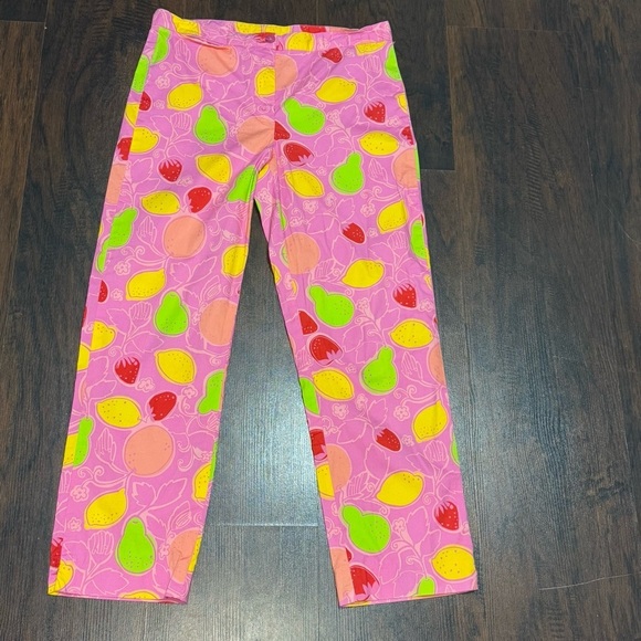 LILLY PULITZER Liza capri pants Hibiscus Pink Marzipan Print Size 4 EUC - Picture 3 of 14